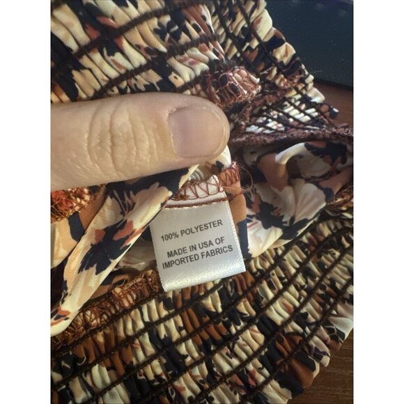 Evereve Floral Blouse Women Large Pink Half Button Prairie Bohemian Cottagecore - Picture 7 of 8